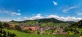 Wide hires panoramic landscape view of green valley in Schwartzwald