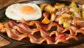 One Egg and Bacon Breakfast with Potatoes Royalty Free Stock Photo