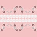 Wide horizontal seamless lace. White floral tape on a pink background. Royalty Free Stock Photo