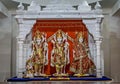 Wide image of decorated idols of Hindu Gods Ram, Lakshman & Godess Sita in a temple at Somnath, Gujrat, India.