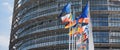 Flags of all member states of the European Union Parliament Royalty Free Stock Photo