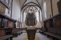 Wide interior view of the Church of the Dominican Monastery in Sighisoara Royalty Free Stock Photo