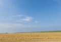 Wide Landscape with House Grainfield Tractor Royalty Free Stock Photo