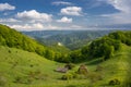 Wide landscape in a remote rural area of Transylvania mountains