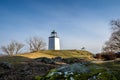 Wide Landscape view of the Stony Point Light, an octagonal pyramid, made entirely of stone. Royalty Free Stock Photo