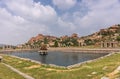 Wide landscape of Vittalaraya Temple tank, Hampi, Karnataka, India Royalty Free Stock Photo