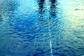 Wide large azure swimming pool wave horizon view background, flat cyan ripple water surface