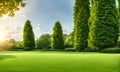 Wide lawn with meticulous green trims Royalty Free Stock Photo