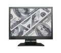 Wide LCD screen with dollar background Royalty Free Stock Photo