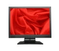 Wide LCD screen with satin wallpaper Royalty Free Stock Photo