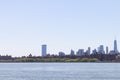 Wide Lower Manhattan Skyline along the East River in New York City during Spring Royalty Free Stock Photo