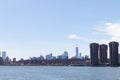 Wide Lower Manhattan Skyline along the East River in New York City Royalty Free Stock Photo