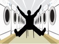 Wide man on chair silhouette with washers vector