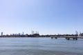 Wide Manhattan Skyline along the East River seen from Brooklyn New York Royalty Free Stock Photo