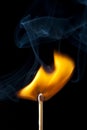 Wide Match Flame on Black Background Royalty Free Stock Photo