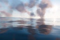 The wide ocean with sunshine going through the clouds, 3d rendering