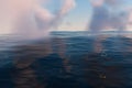 The wide ocean with sunshine going through the clouds, 3d rendering