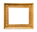 Wide old carved wooden picture frame cutout Royalty Free Stock Photo