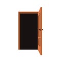 Wide open door. Unlocked entry, wooden doorframe. House, room, apartment entrance, exit. Access, way, portal concept