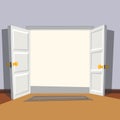 Wide open doorway from the room. Welcome to real world. Royalty Free Stock Photo