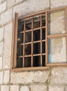 Wide open window with bars Royalty Free Stock Photo