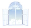 Wide open window with sky and clouds outside the window Royalty Free Stock Photo