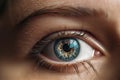 Wide opened female eye AI generated