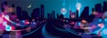 Wide panorama abstract urban night light bokeh , defocused background. Effect vector beautiful background. Blur colorful dark Royalty Free Stock Photo