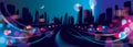 Wide panorama abstract urban night light bokeh , defocused background. Effect vector beautiful background. Blur colorful dark