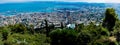 Wide panorama Bahai Gardens on Mt Carmel overlooking Haifa and t Royalty Free Stock Photo