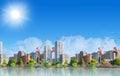 Wide panorama of clean eco green city metro urban Royalty Free Stock Photo