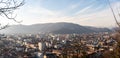 Wide panorama of Graz City from castle hill Schlossberg, Travel destination Royalty Free Stock Photo