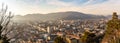 Wide panorama of Graz City from castle hill Schlossberg, Travel destination Royalty Free Stock Photo