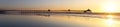 Wide Panorama Imperial Beach Pier Dramatic Sunset Sky Pacific Ocean Seascape