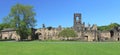 Wide panorama of Kirkstall Abbey ruins, Leeds, UK