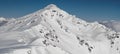 A wide panorama of the mountain at the ski resort Kaltenbach Ã¢â¬â¹Hochfugen, Tyrol, Austrian Alps Royalty Free Stock Photo