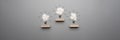 Wide panorama view of three light bulb formed by white puzzle pi Royalty Free Stock Photo