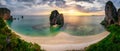 Wide panoramic aerial view of the beautiful Phra Nang Cave beach