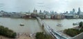 Wide panoramic aerial view of the city of london with historic landmarks and building in the business district Royalty Free Stock Photo