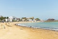 Wide panoramic coastal view of Broadstairs beach in Kent, England