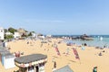 Wide panoramic coastal view of Broadstairs beach in Kent, England