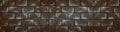 Wide panoramic dark brick wall texture - retro grunge background