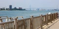 Wide panoramic high definition picture of the Ambassador bridge between USA and Canada Royalty Free Stock Photo