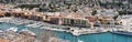 Wide panoramic image of Port Lympia in Nice resort city, France