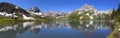 Wide Panoramic Landscape Scenic Blue Alpine Lake Mountain Peak Reflections Kananaskis Country Alberta Canada Sunny Summertime Day Royalty Free Stock Photo