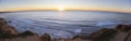 Wide Panoramic Sunset and Pacific Ocean Landscape on Torrey Pines San Diego California Royalty Free Stock Photo