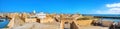 Wide panoramic view of ancient fortress and medina at Essaouira. Morocco, North Africa Royalty Free Stock Photo