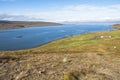 Wide panoramic view, fjord in west fjords region, Iceland