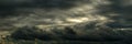 wide panoramic view of a gloomy dramatic sky with dense cumulus clouds Royalty Free Stock Photo