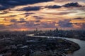 Wide panoramic view of the illuminated, urban skyline of London Royalty Free Stock Photo